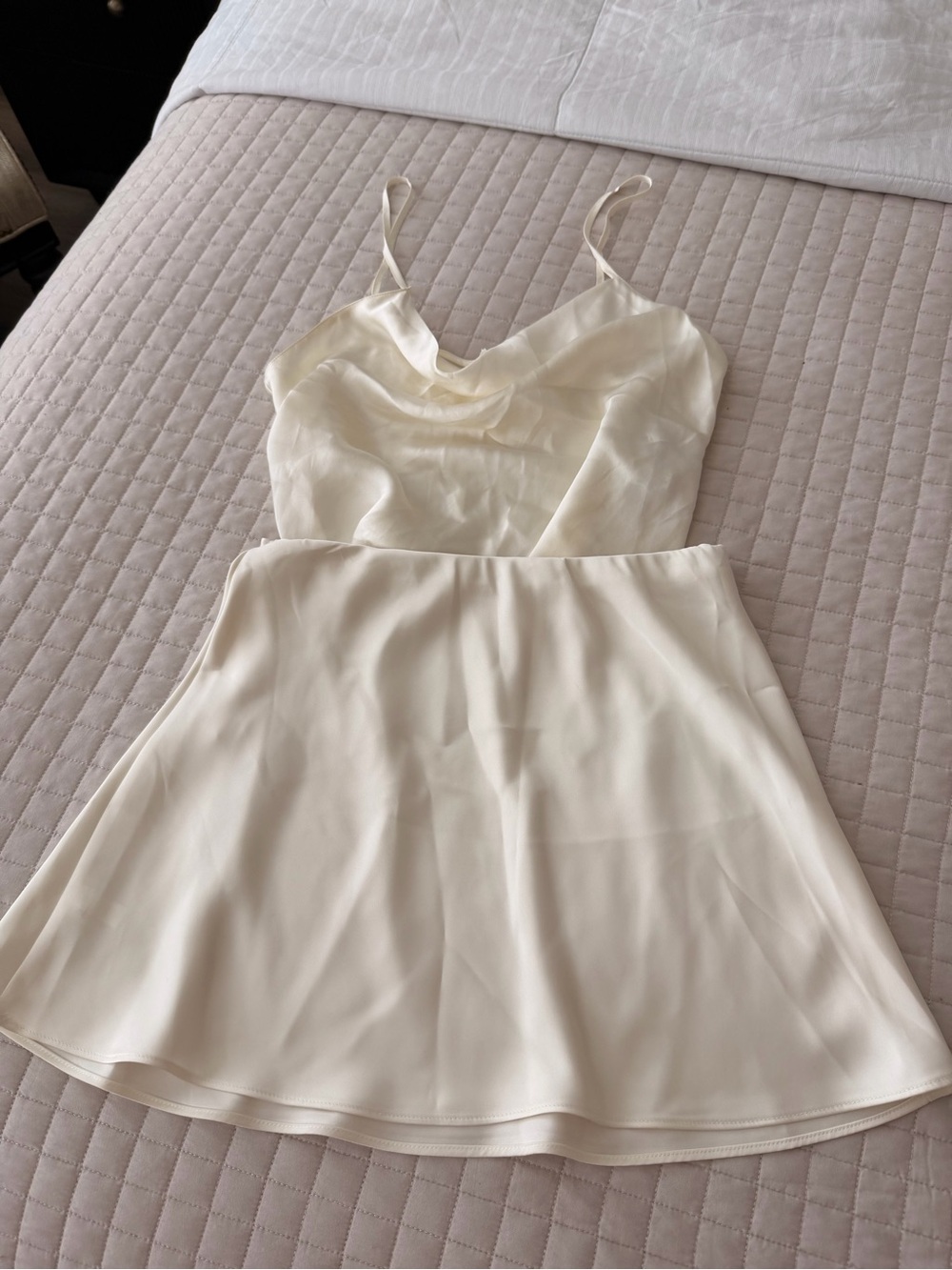 Elegant Cream  Skirt  with Cowl Neck